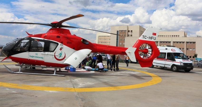 Yaralı Gencin İmdadına Helikopter Ambulans Yetişti