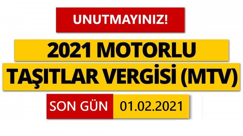 Motorlu Taşıt (MTV) Son Ödeme 1 Şubat!