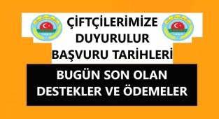 Ziraat Odası; Başvuru Süresi Bugün Son Olan Desteklemeler ve Ödemeler
