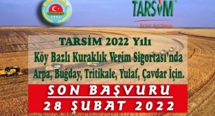 TARSİM Kuraklık Verim Sigortası Son Günü 28 Şubat 2022