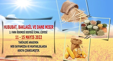 Ürgüp Ziraat Odası; Hububat, Baklagil ve Dane Mısır Fark Desteği İcmali Yayınlandı