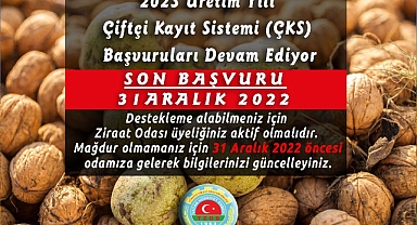 2023 Üretim Yılı ÇKS Kayıtları İçin Son Gün 31 Aralık 2022 / 13 Gün Kaldı