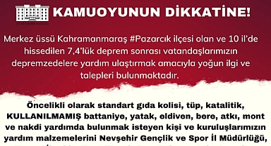 Nevşehir Valiliği Öncülüğünde Yardım Kampanyası Başlatıldı