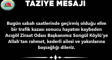 Ürgüp Ziraat Odası Başkanlığı Taziye Mesajı