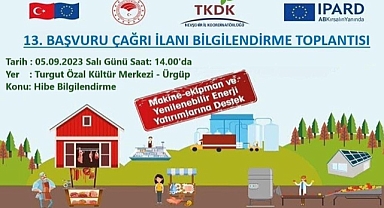 Ürgüp Ziraat Odası; TKDK hibe programları bilgilendirme toplantısı yapılacak