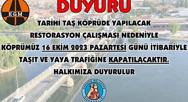 Avanos taş köprü trafiğe kapatılıp restore ediliyor