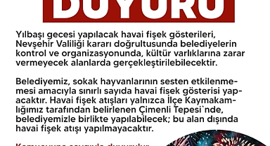 Belediye'den DUYURU | Yılbaşı Havai Fişek Gösterileri Hakkında