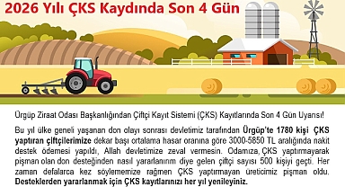 Çiftçi Kayıt Sistemi (ÇKS) Kayıtlarında Son 4 Gün Uyarısı! Don, Kuraklık vb. Destekler İçin...