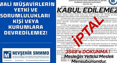 Türk Vergi Sistemi; NEVŞEHİR MALİ MÜŞAVİRLER ODASI'NDAN ÇAĞRI