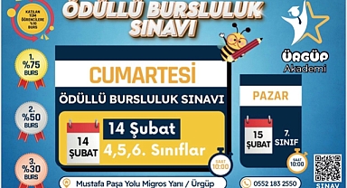 Ürgüp Akademi Eğitim Merkezi Ödüllü Bursluluk Sınavı Kayıtlarında Son Günler