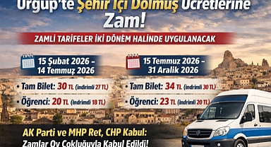 Ürgüp'te Şehir İçi Dolmuş Ücretlerine Zam Kararı