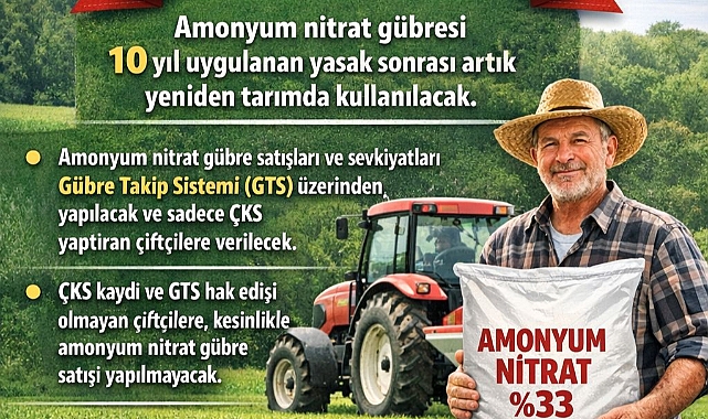 Yüzde 33 amonyum nitrat gübre satış ve kullanımı 30 Mayıs'a kadar serbest