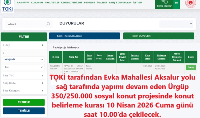 TOKİ Hak Sahipleri Daire Belirleme Kuraları 10 Nisan'da Çekilecek