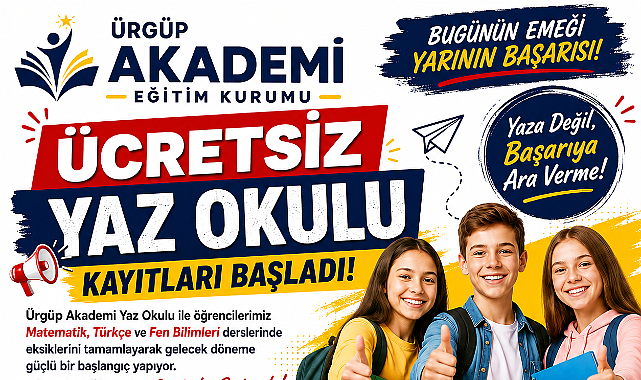 ÜRGÜP AKADEMİ'DE ÜCRETSİZ YAZ OKULU KAYITLARI BAŞLADI! 