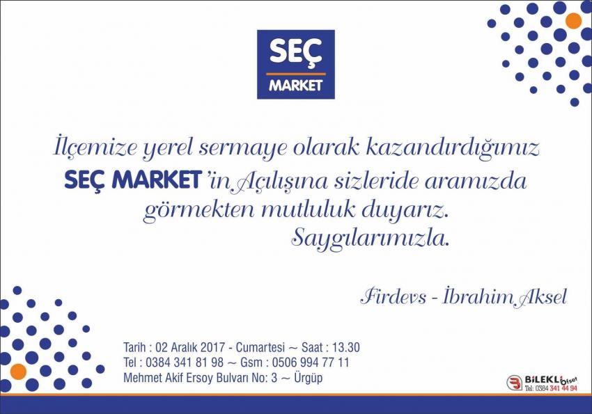 SEÇ MARKET Ürgüp'te Açılıyor