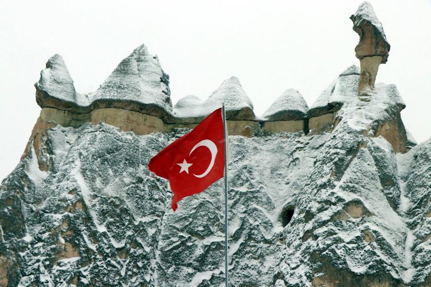 Kapadokya'da Kar Görsel Şölen Oluşturdu
