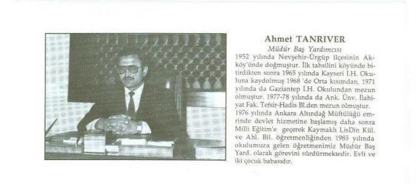 İmam Hatip Lisesi Eski Müdürü Ahmet Tanrıver Vefat Etti