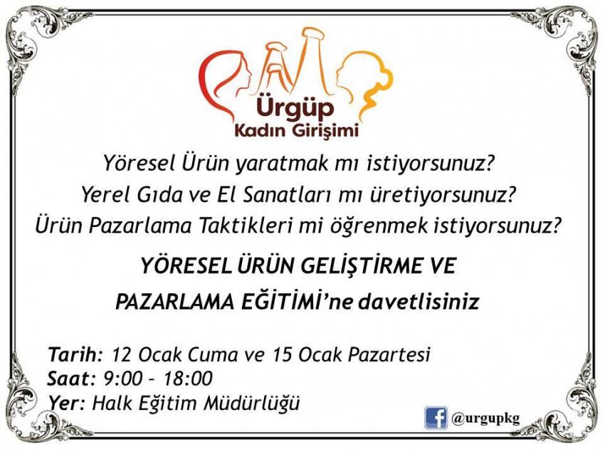 Yöresel Ürün Geliştirme ve Pazarlama Eğitimine Davetlisiniz!