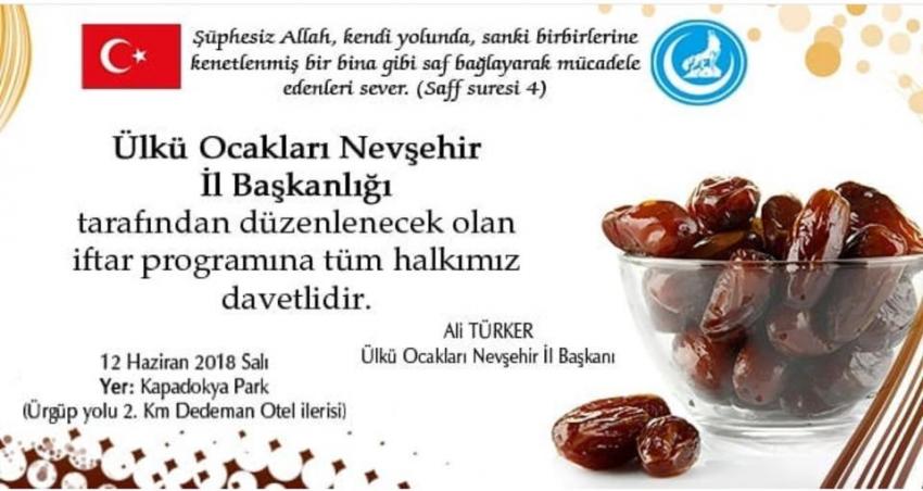 Ülkü Ocakları Başkanlığı Tarafından İftar Verilecek