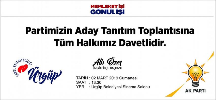 AK Parti Aday ve Proje Tanıtım Toplantısı Düzenleyecek
