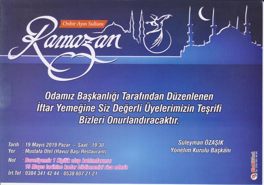 Ürgüp Esnaf Odası Üyelerine İftar Verecek