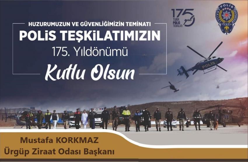 Başkan Korkmaz 'Polis Teşkilatımızın 175. Yılı Kutlu Olsun'