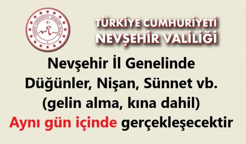 Düğün ve kına geceleri aynı gün 08.00 ila 23.00 arasında yapılacak