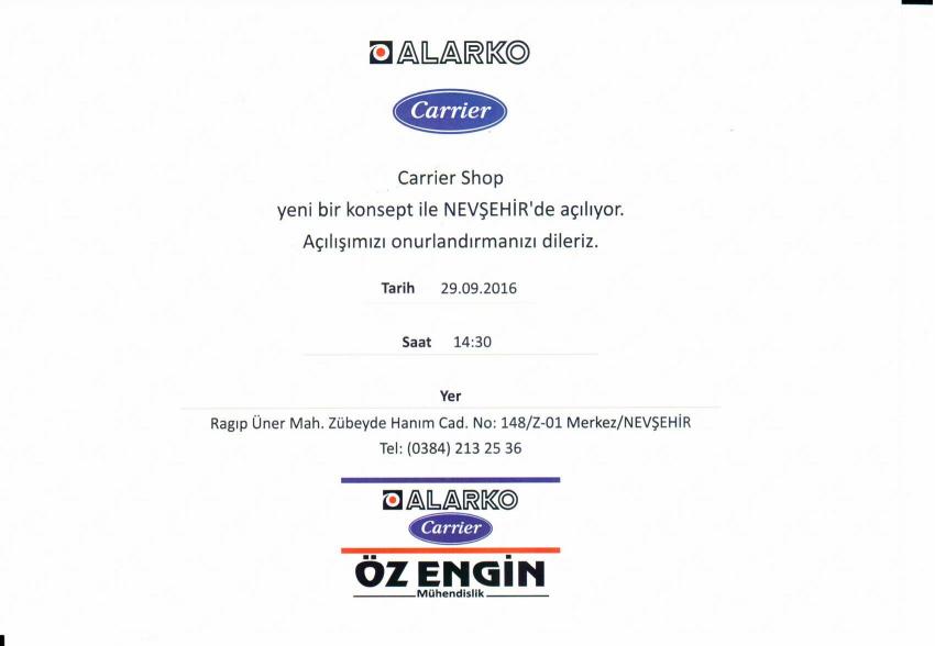 Alarko Carrier Shop Açılıyor