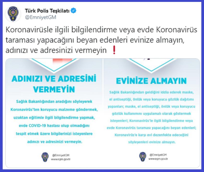 Emniyet'ten koronavirüs istismarcılarına karşı uyarı