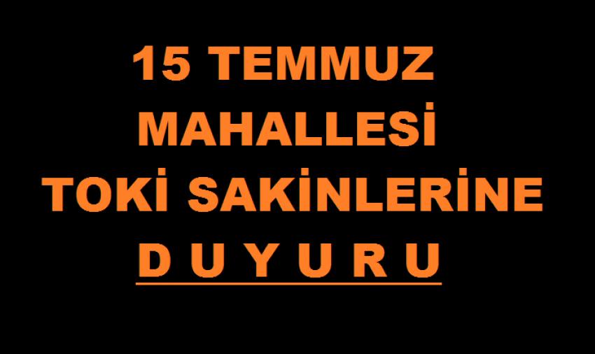 TOKİ Sakinlerine Duyuru