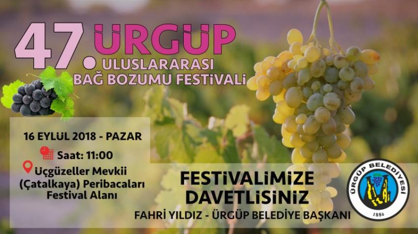 47. Ürgüp Bağ Bozumu Festivali 16 Eylülde