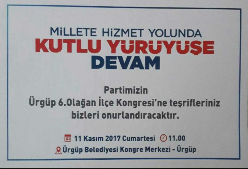 AK Parti Ürgüp 6. Olağan İlçe Kongresi Yarın Yapılacak