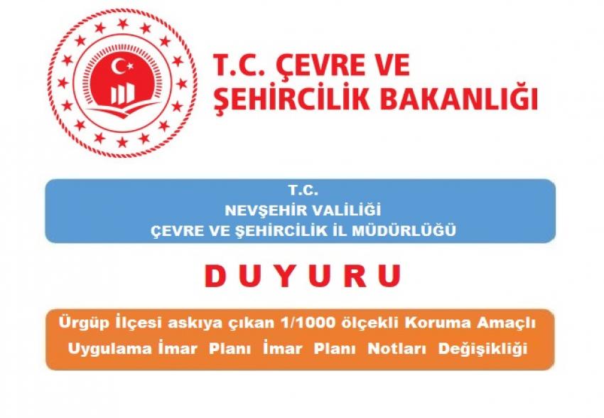 Ürgüp İmar Planı, İmar Planı Notları Değişikliği Askıda