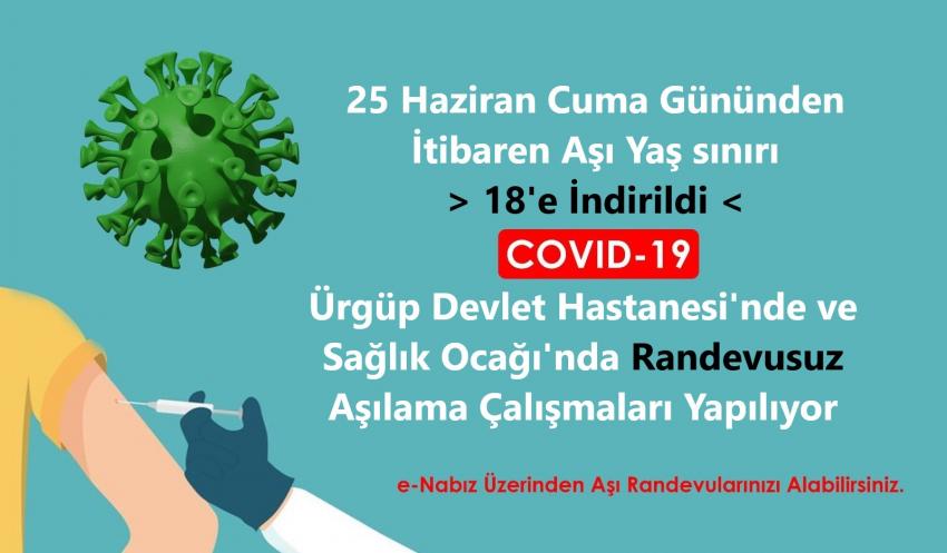 Aşılama da yaş sınırı 18 'e indirildi
