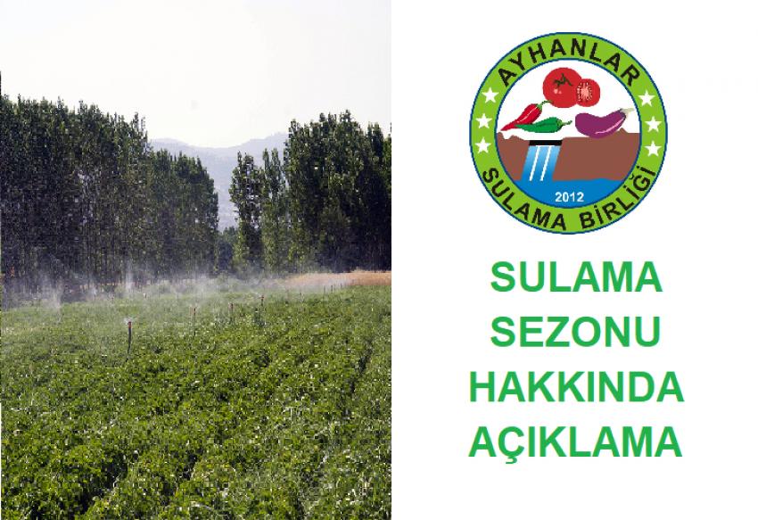 Arazi Sulama Sezonu 15 Ekim'de Sona Eriyor