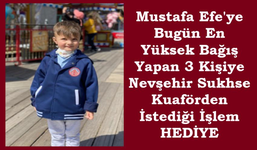 Mustafa Efe'ye en yüksek bağış yapan 3 kişiye hediye