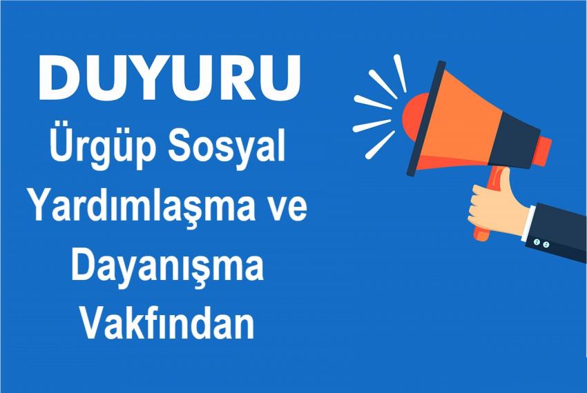 Sosyal Yardımlaşma Ve Dayanışma Vakfından Duyuru