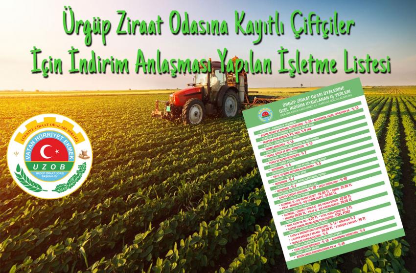 Ürgüplü Çiftçilere İndirim Uygulanan İşletme Listesi