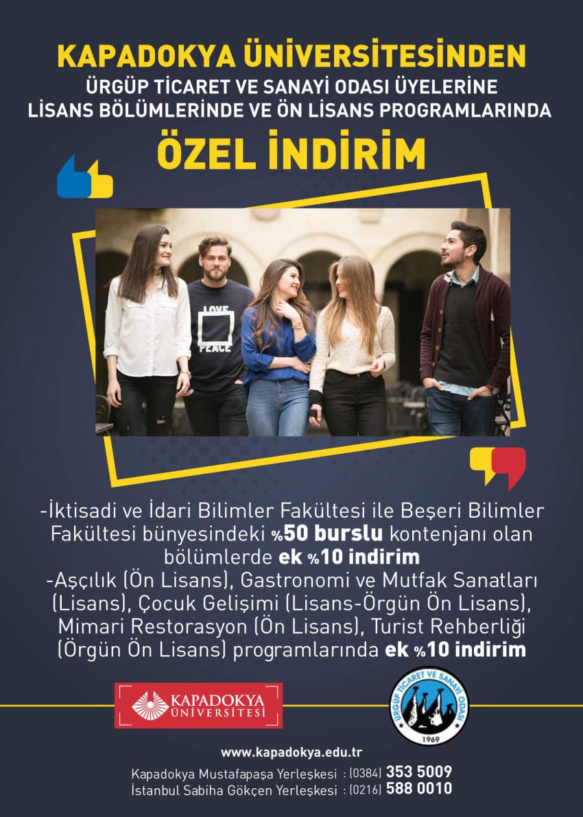 Kapadokya Üniversitesinden Ürgüp TSO Üyelerine Özel İndirim