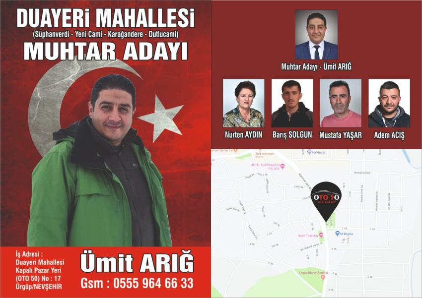 Ümit Arığ Duayeri Mahallesinden Muhtar Adayı Olduğunu Açıkladı