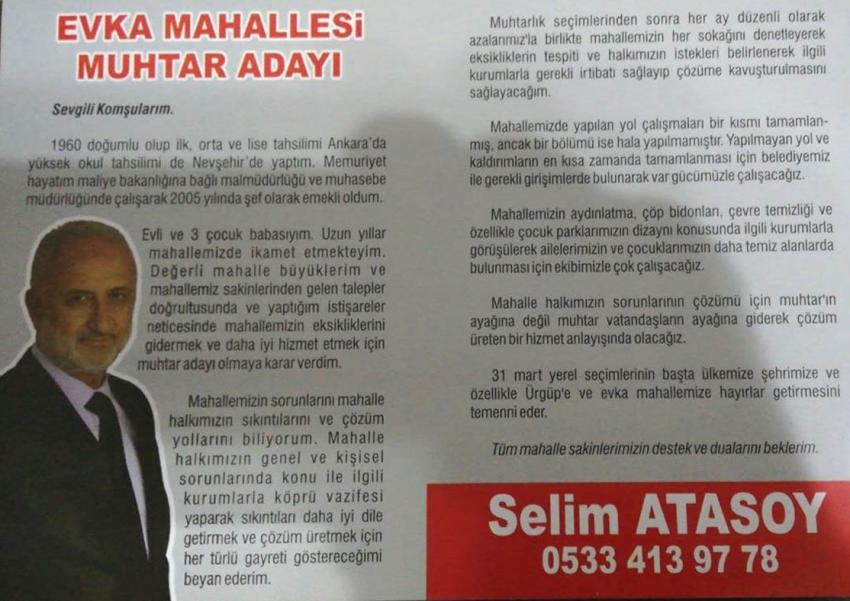 Selim Atasoy 'Ben Değil Mahallem Kazanacak'